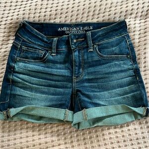 Dark wash jean shorts